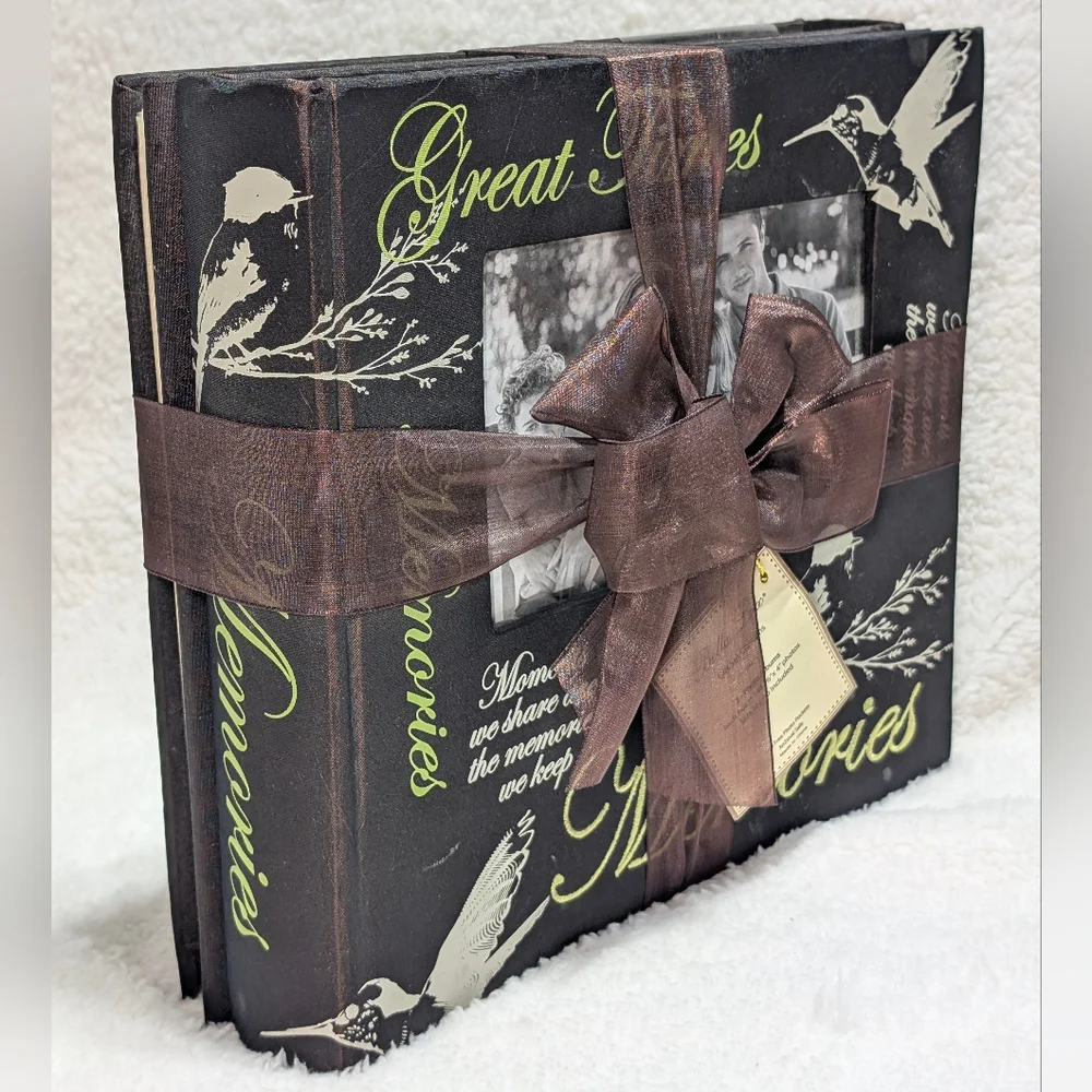 NWT Bella Lux TWO Brown Green Satin Hummingbird 140 Picture Photo Albums